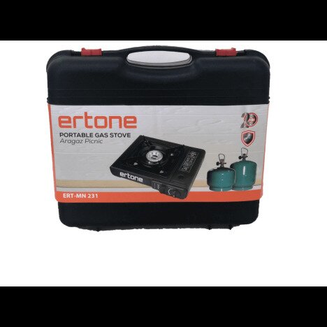 Aragaz portabil camping Ertone ERT-MN231 pentru butelii spray, 2,2 kW, aprindere piezo, Negru